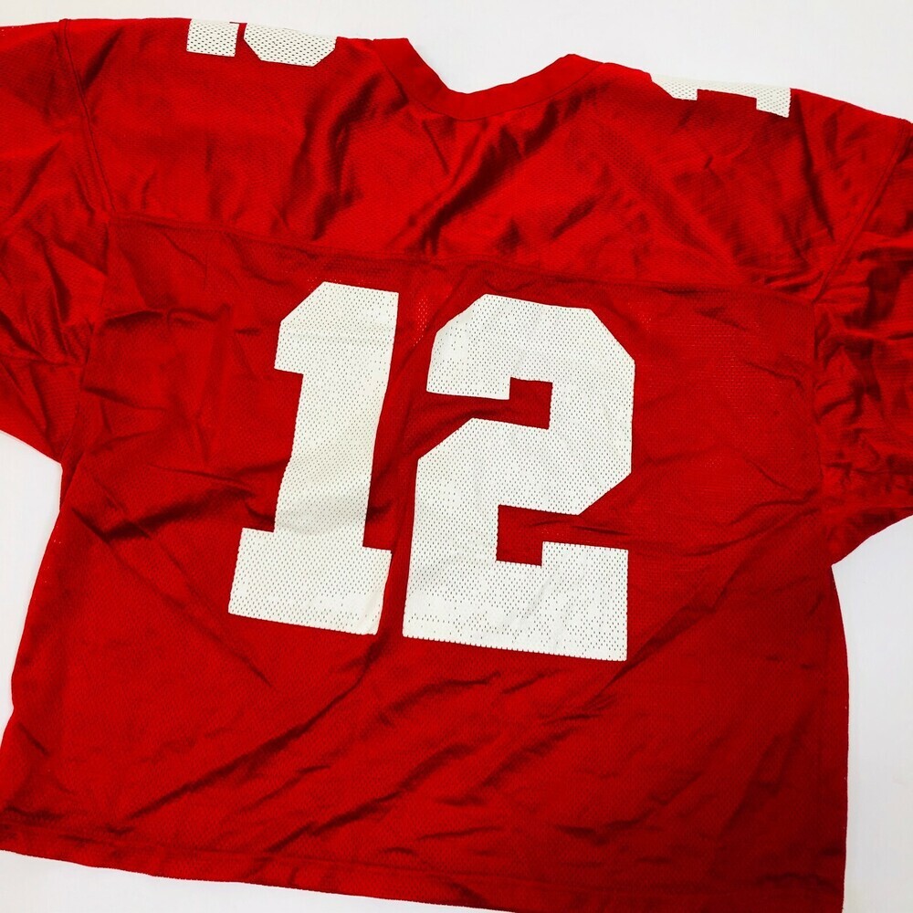 Vintage Russell Athletics Red Nylon Falcons 12 Football Jersey Size XL USA Michi - Picture 5 of 5